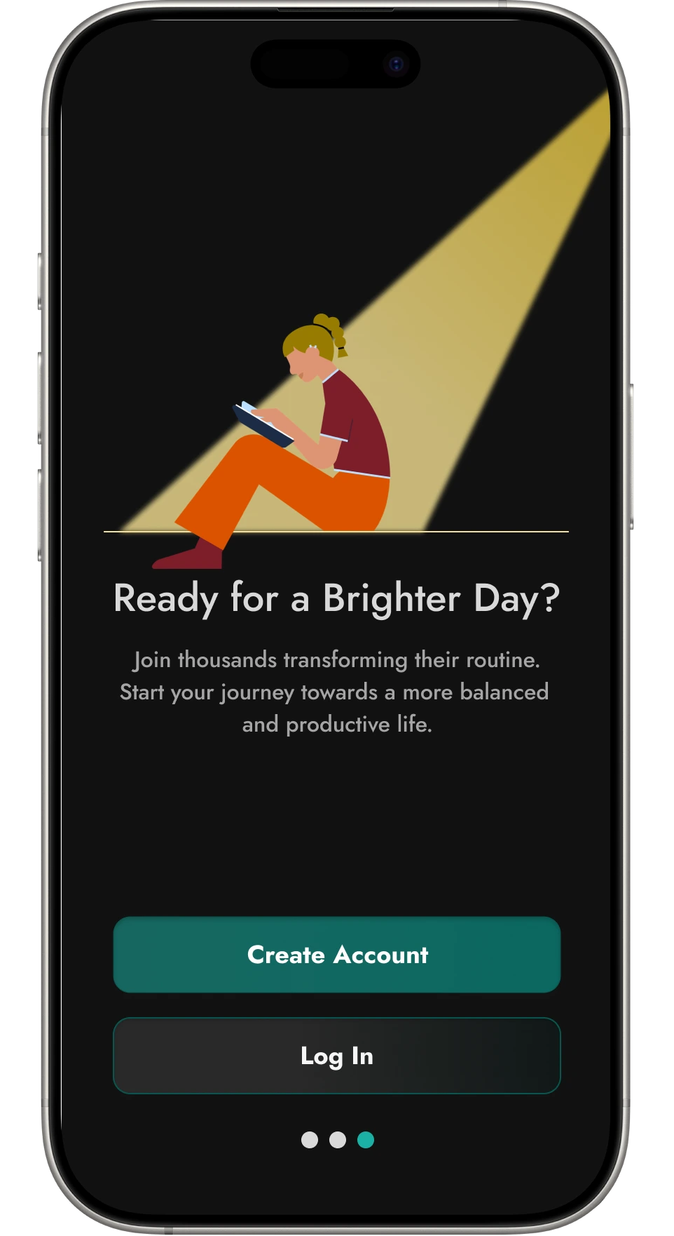 Reever dark onboarding design